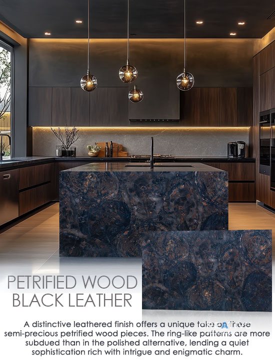 Petrified Wood Black Leather