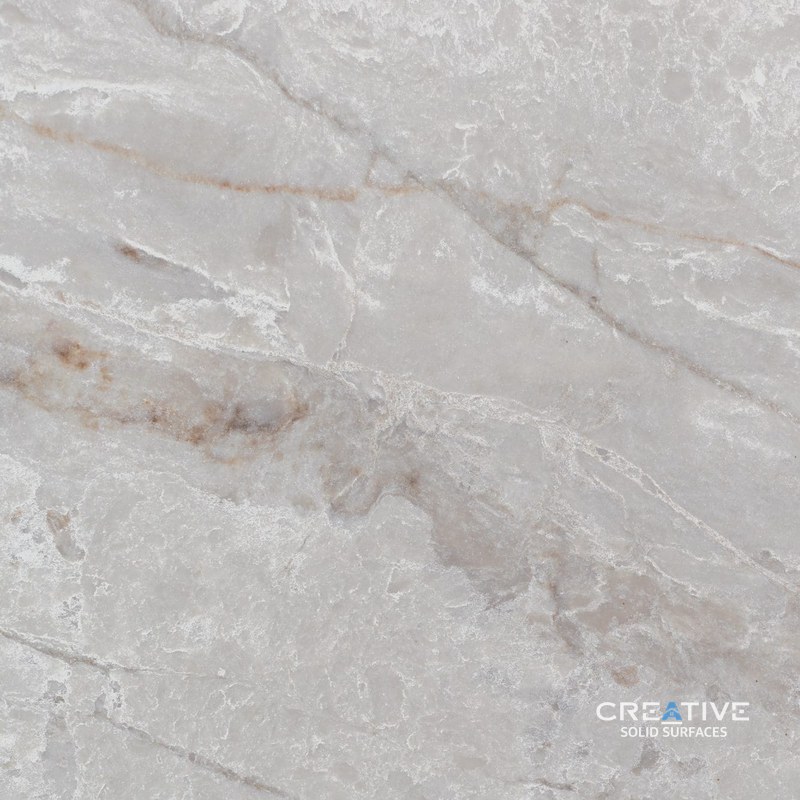Pompeii and Vicostone quartz Roxana closeup image