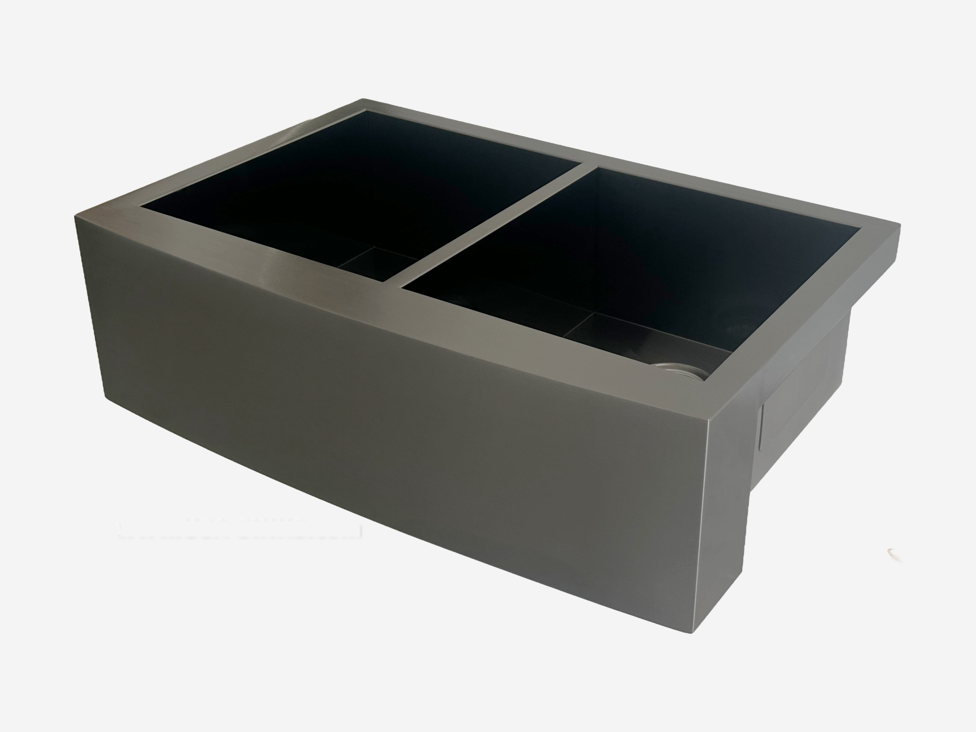 33" x 22" Farmhouse Undermount Double Bowl, Zero Radius, 18-Gauge Stainless Steel Sink - Gunmetal